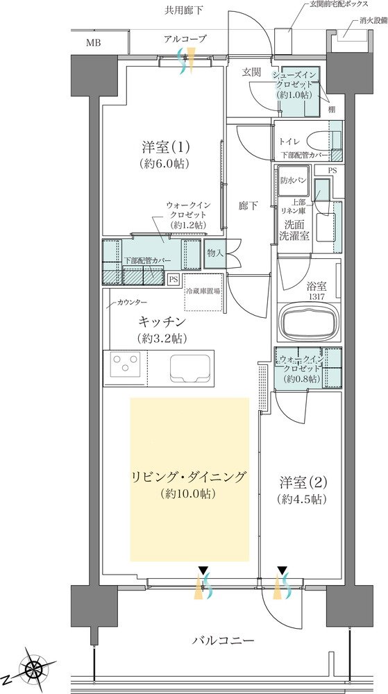 ジオ板橋浮間舟渡 間取り H2タイプ(3期5次)