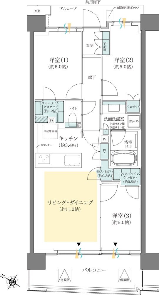 ジオ板橋浮間舟渡 間取り B4タイプ