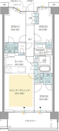 ジオ板橋浮間舟渡 間取り E8タイプ（先着順）