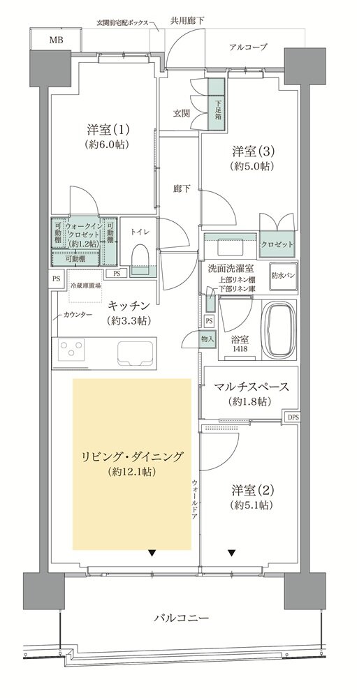 ジオ板橋浮間舟渡 間取り E2タイプ（先着順）