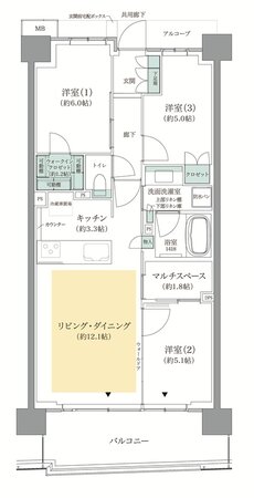 ジオ板橋浮間舟渡 間取り E2タイプ（先着順）