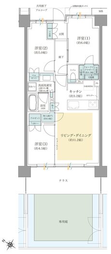 ジオ板橋浮間舟渡 間取り G8gタイプ（先着順）