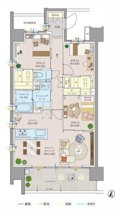 サーパス岡山南方グランオアシス 間取り A・A2タイプ