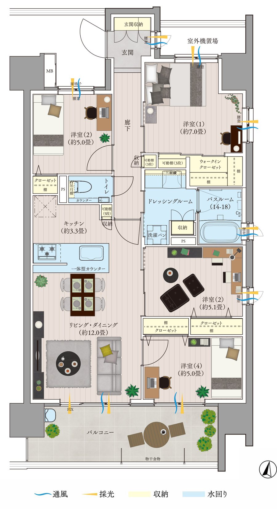 サーパス岡山南方グランオアシス 間取り Dタイプ