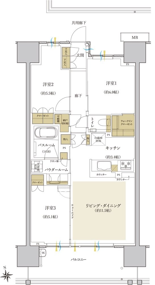 プレミスト昭島 モリパークグラン 間取り K type