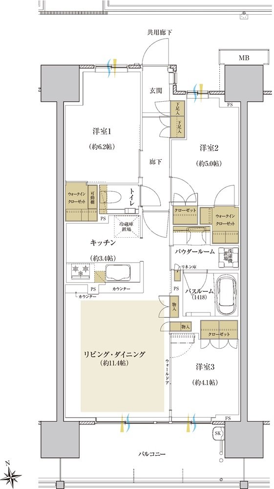 プレミスト昭島 モリパークグラン 間取り Q type