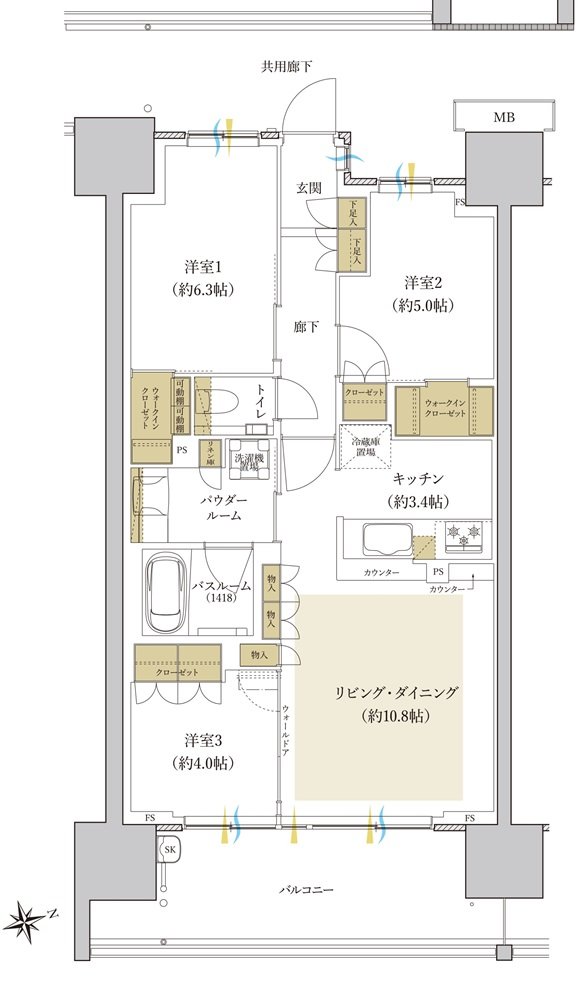 プレミスト昭島 モリパークグラン 間取り T type