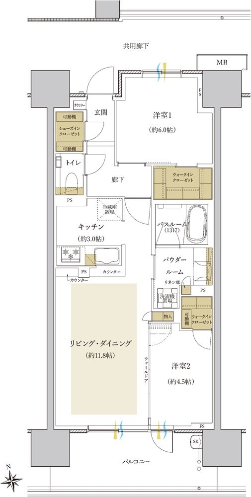 プレミスト昭島 モリパークグラン 間取り M type