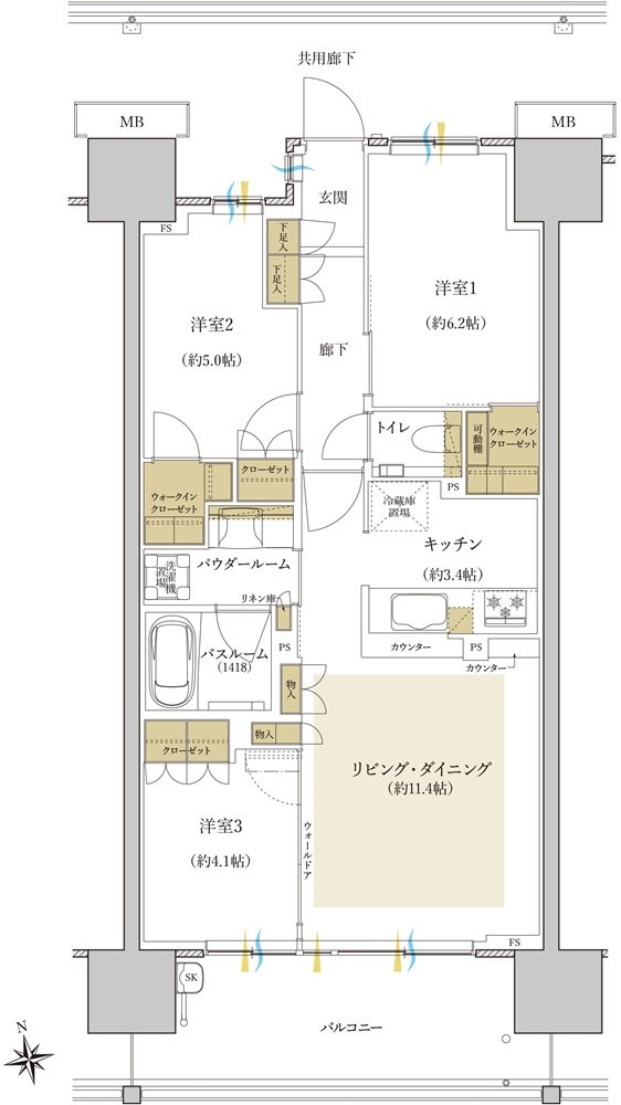 プレミスト昭島 モリパークグラン 間取り R type