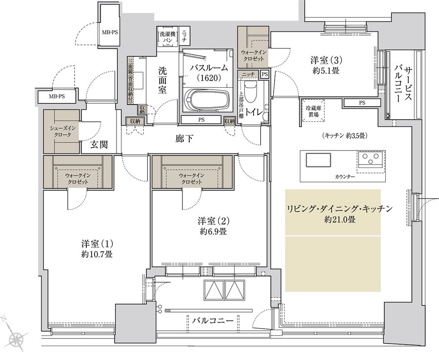 ワコーレ神戸元町ザ・ゲートタワー 間取り H type