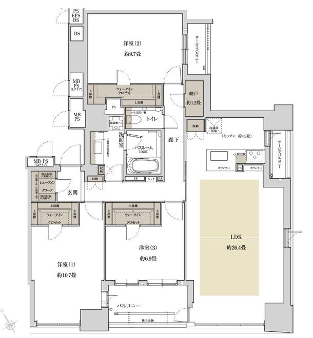 ワコーレ神戸元町ザ・ゲートタワー 間取り K type