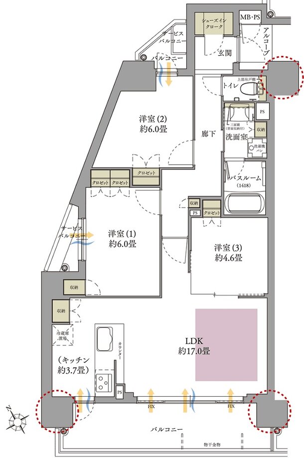 ワコーレ明石大久保ノースブライト 間取り A type