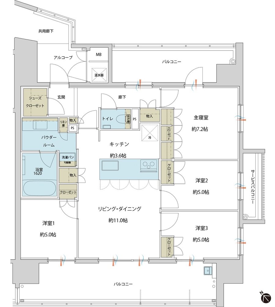 グランドオーク九品寺ルクス 間取り E type
