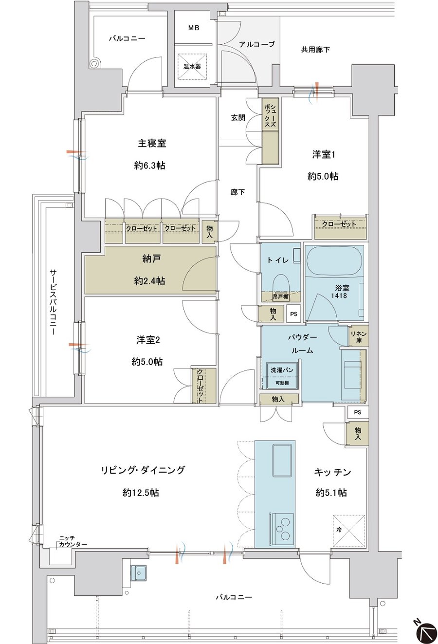 グランドオーク九品寺ルクス 間取り A type