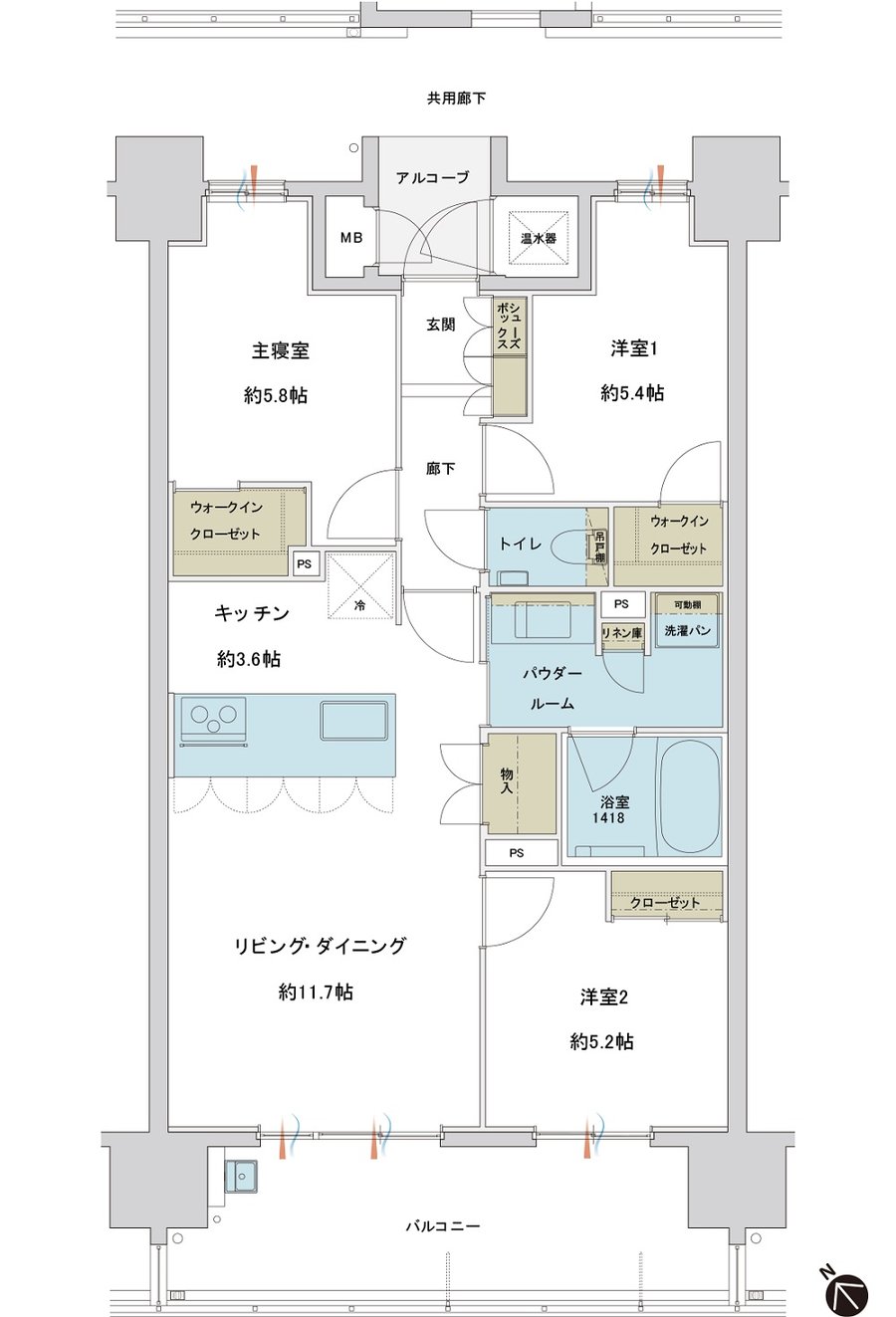 グランドオーク九品寺ルクス 間取り B type