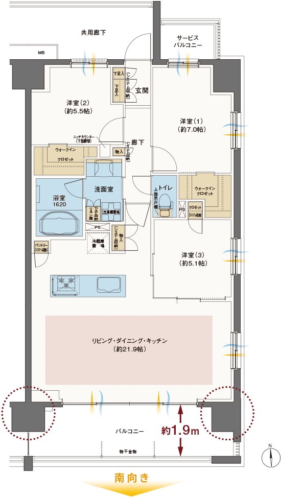 レーベン野々市 ONETHEREA 間取り F type