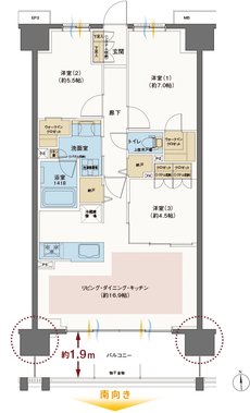 レーベン野々市 ONETHEREA 間取り E type