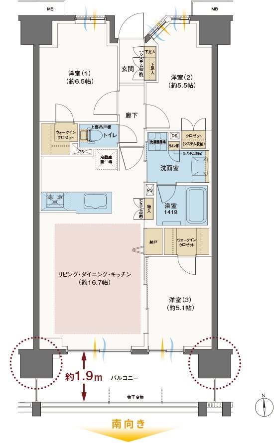 レーベン野々市 ONETHEREA 間取り B type