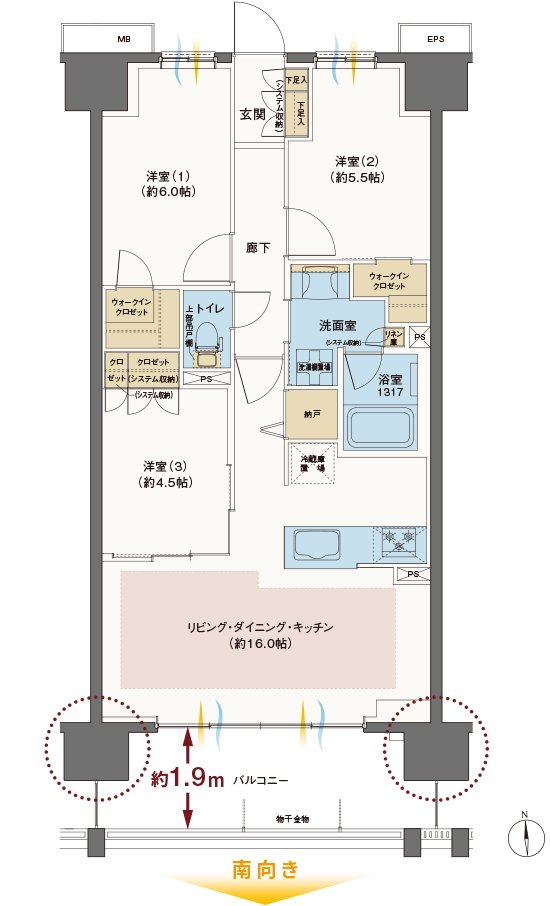 レーベン野々市 ONETHEREA 間取り D type
