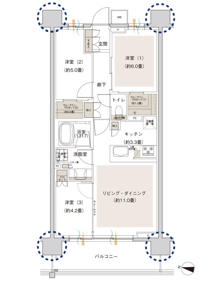 ウエリス相模大野 間取り P1 type