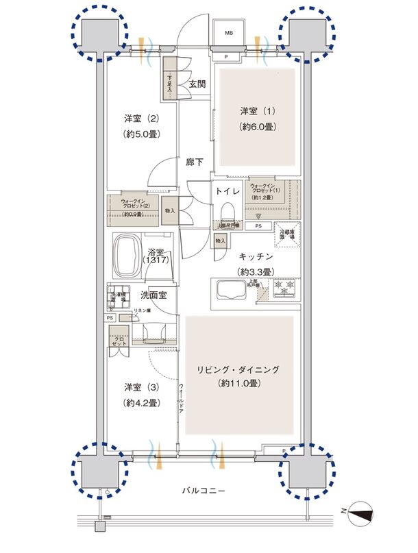 ウエリス相模大野 間取り P1 type