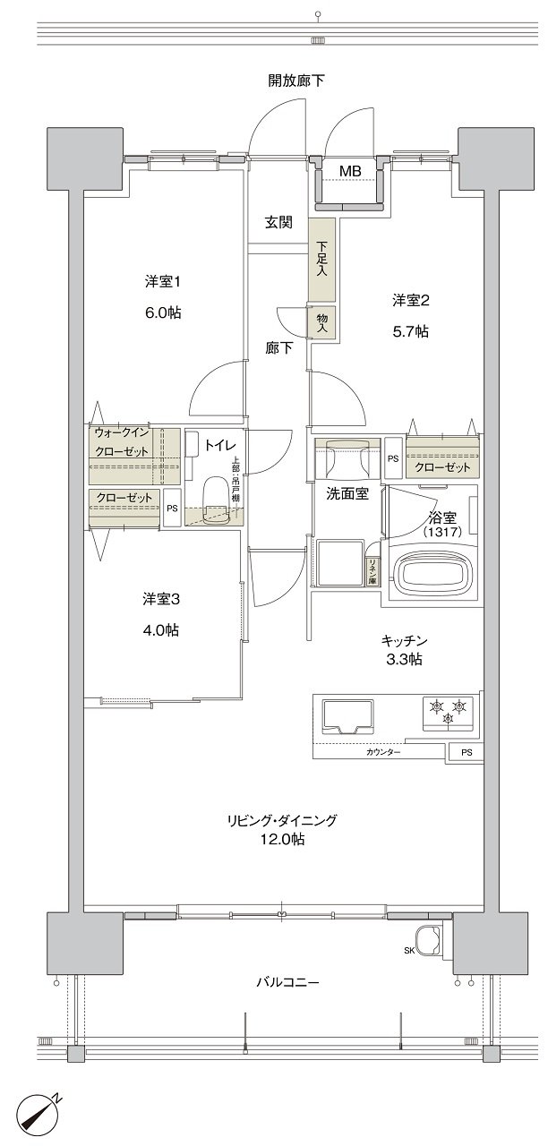 サンズガラリエ中野駅西 間取り C TYPE