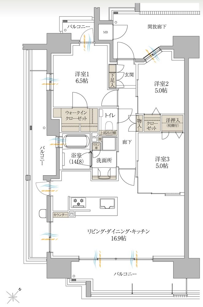 サンズガラリエ倉敷駅西 間取り A TYPE