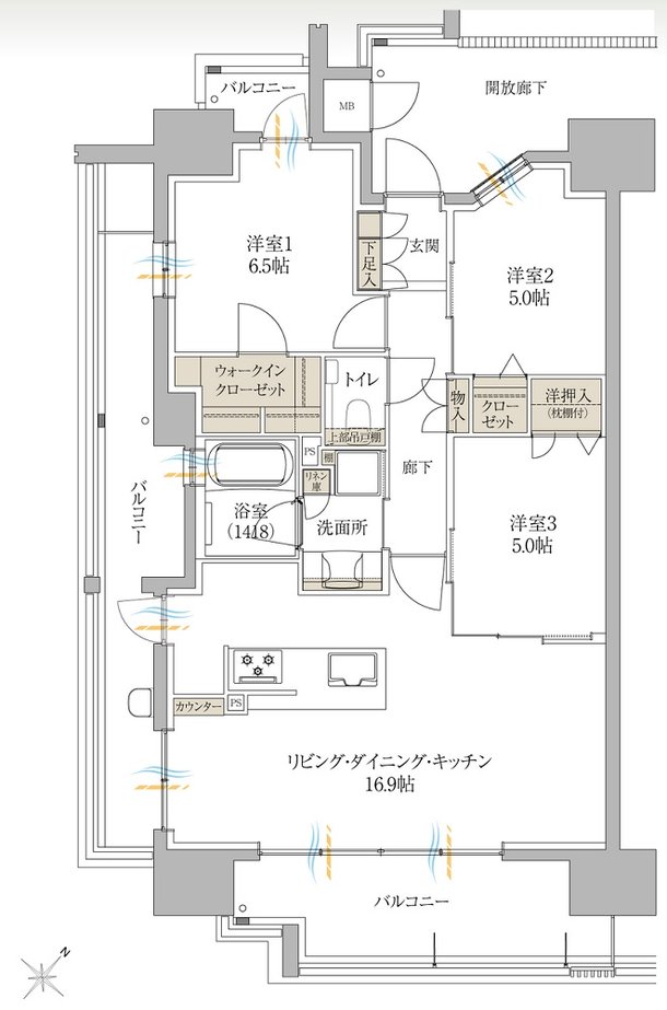 サンズガラリエ倉敷駅西 間取り A TYPE