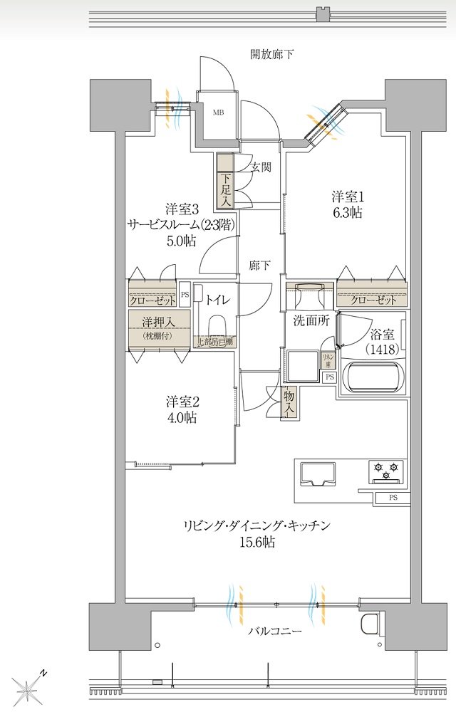 サンズガラリエ倉敷駅西 間取り C TYPE