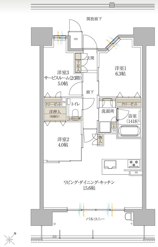 サンズガラリエ倉敷駅西 間取り C TYPE