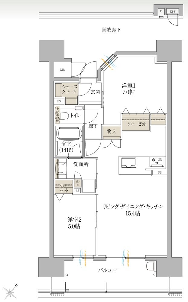 サンズガラリエ倉敷駅西 間取り D TYPE