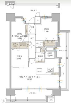 サンズガラリエ倉敷駅西 間取り E TYPE
