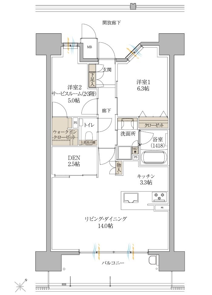 サンズガラリエ倉敷駅西 間取り C TYPE（メニュープラン）