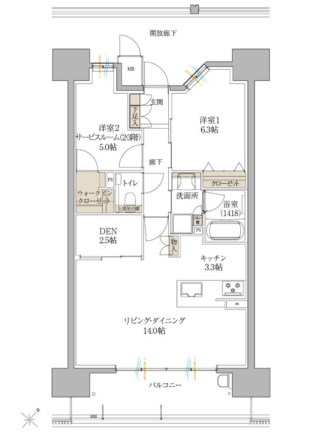 サンズガラリエ倉敷駅西 間取り C TYPE（メニュープラン）