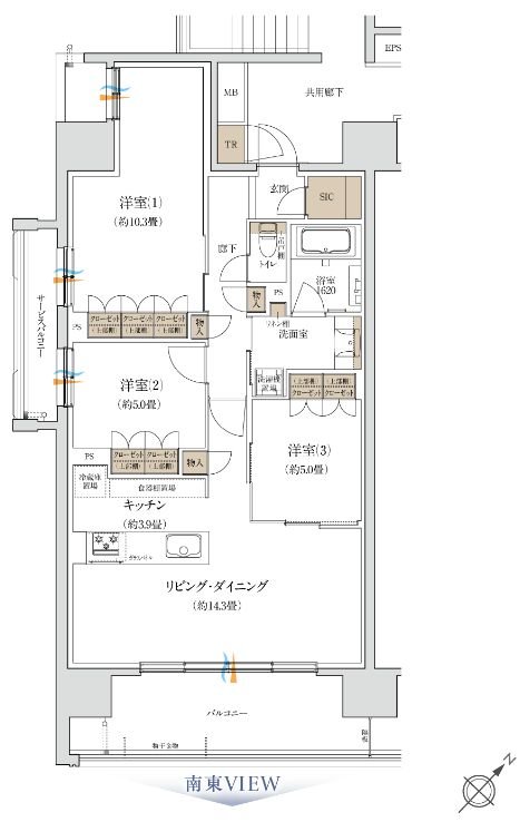 ザ・ミッドシティ盛岡駅西通 間取り A type