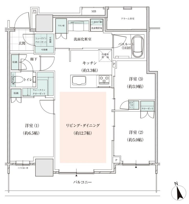 アトラスタワー小平小川 間取り E1タイプ