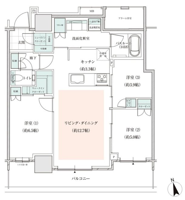 アトラスタワー小平小川 間取り E1タイプ