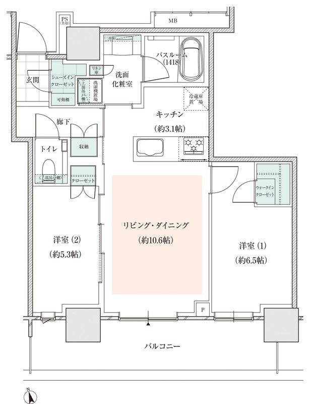アトラスタワー小平小川 間取り E2タイプ