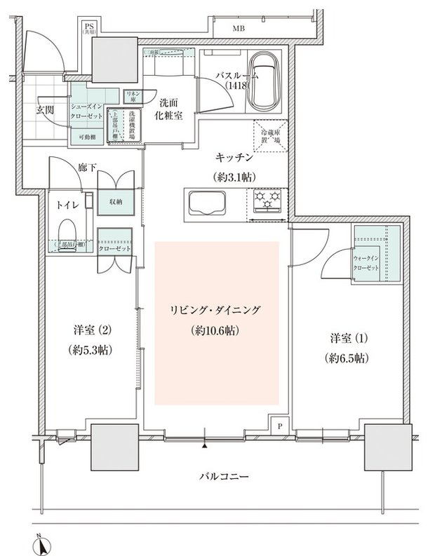 アトラスタワー小平小川 間取り E2タイプ