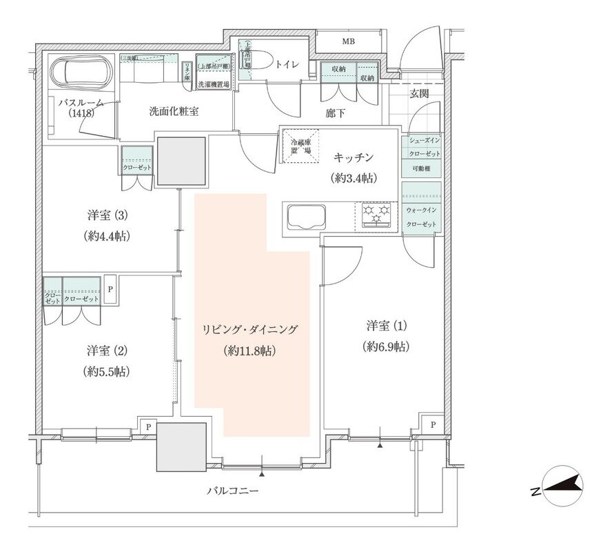 アトラスタワー小平小川 間取り C2タイプ