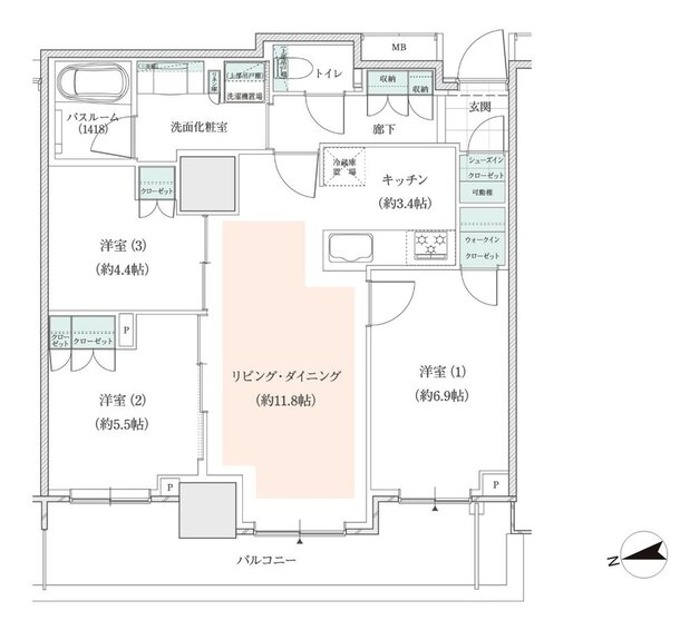 アトラスタワー小平小川 間取り C2タイプ