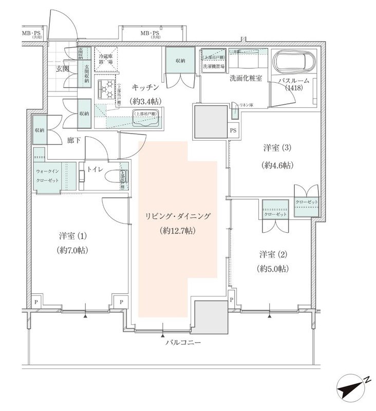 アトラスタワー小平小川 間取り H2タイプ