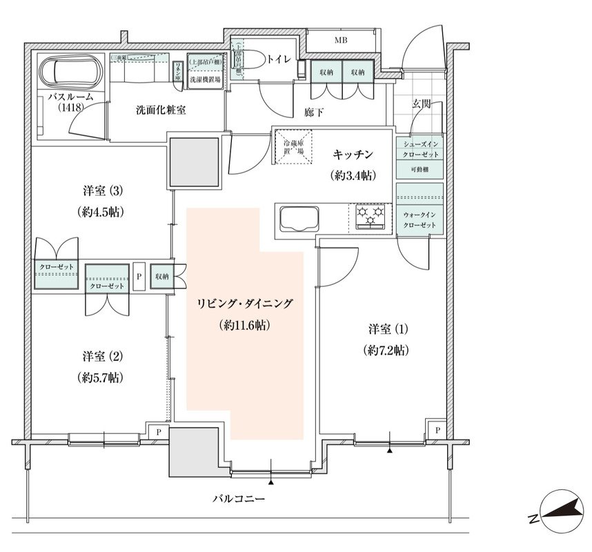アトラスタワー小平小川 間取り B1タイプ