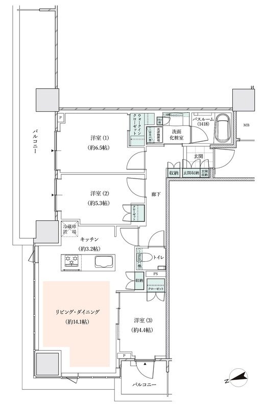 アトラスタワー小平小川 間取り A1タイプ