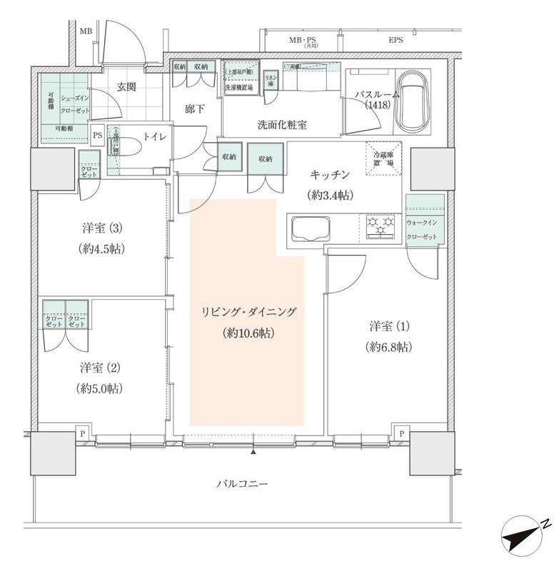 アトラスタワー小平小川 間取り G3タイプ