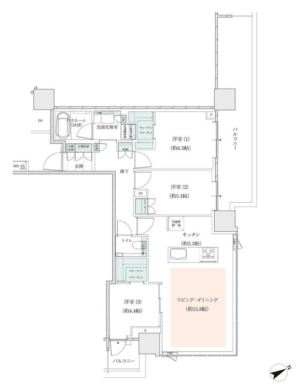 アトラスタワー小平小川 間取り I2タイプ