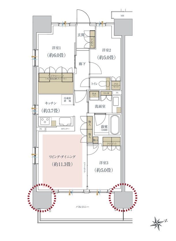 ルネ柏ディアパーク 間取り E1 type