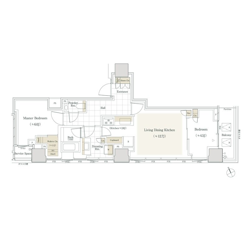 パークコート青山高樹町 ザ タワー 間取り 62Aタイプ
