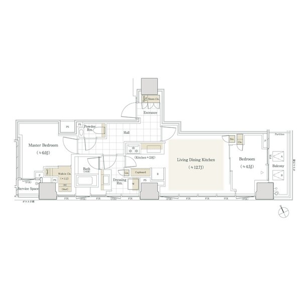 パークコート青山高樹町 ザ タワー 間取り 62Aタイプ