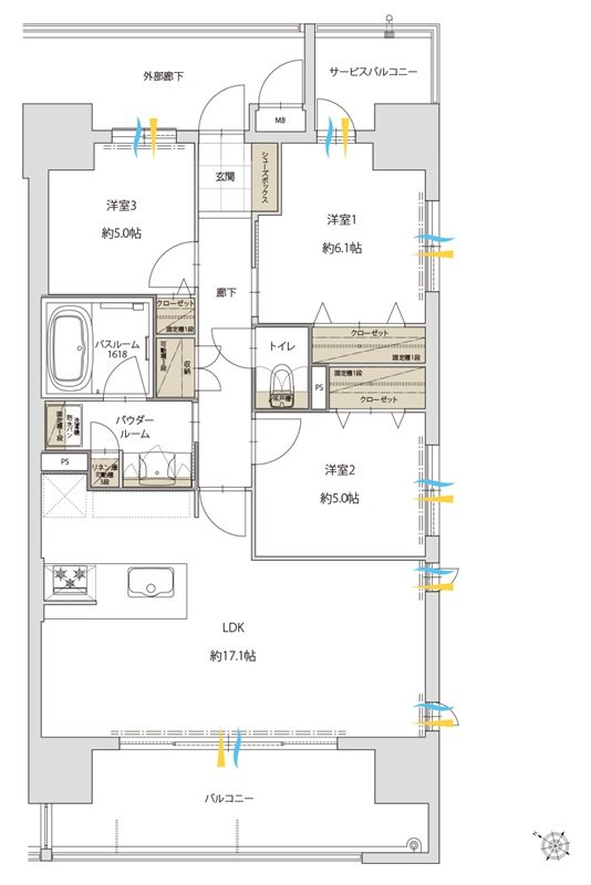 グランフォーレ天文館プライム 間取り Fタイプ